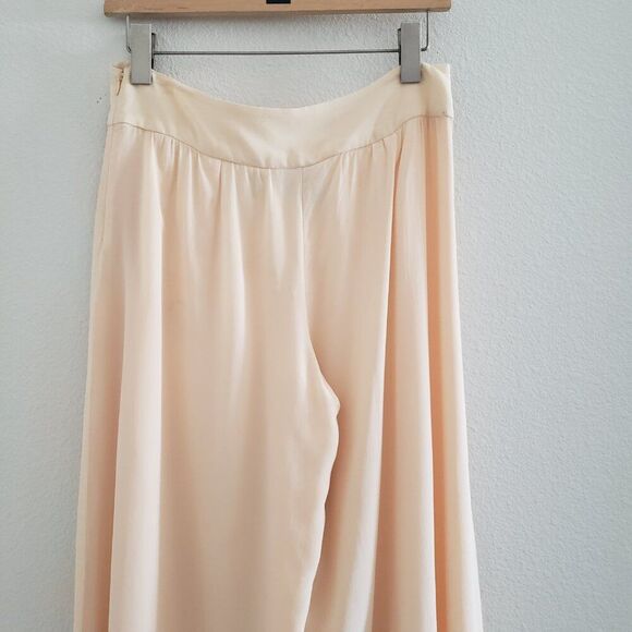 2B Rych Women's Silk Pants Cream 6 Wide Leg Trousers Flowy Casual Palazzo - Picture 7 of 10